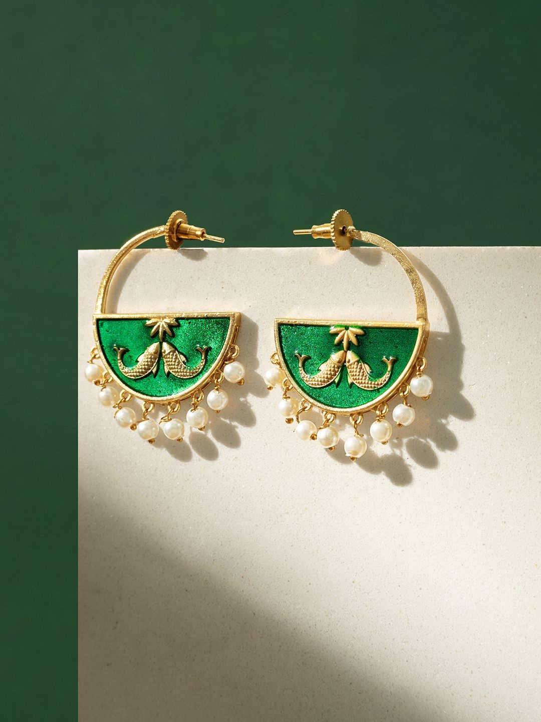 

TEEJH Contemporary Drop Earrings, Green