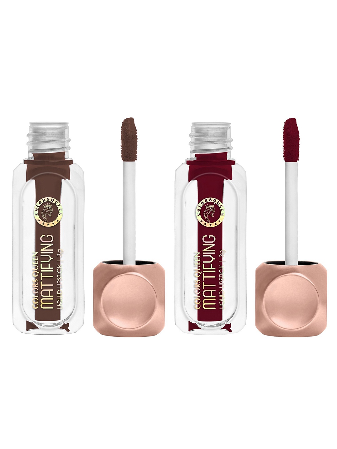 

Colors Queen Mattifying Set Of 2 Non-Transfer Lipstick 3 ml Each - Cocoa 04 & Cranberry 08, Brown