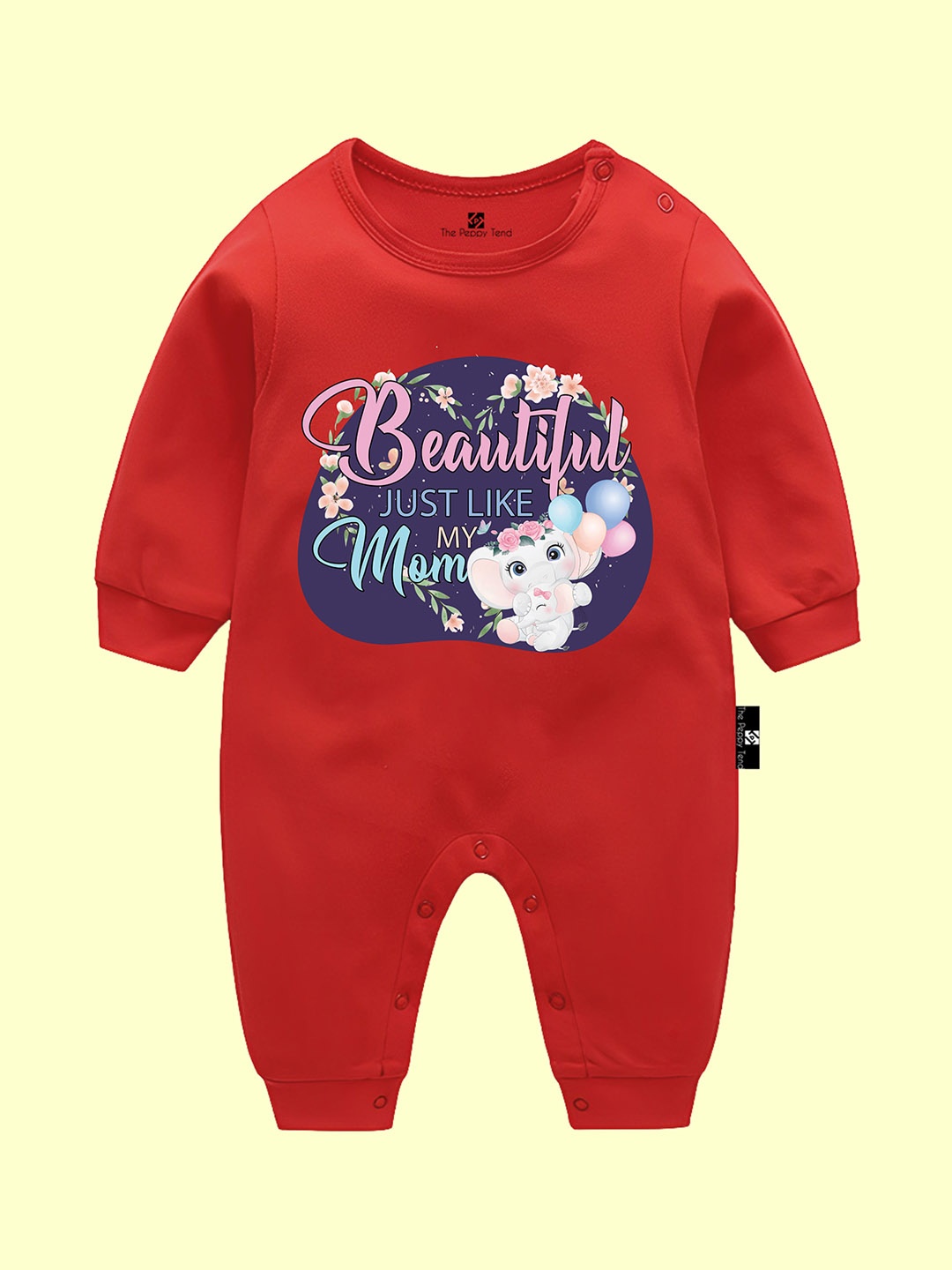 

The Peppy Tend Kids Beautiful Just Like My Mom Printed Pure Cotton Rompers, Red