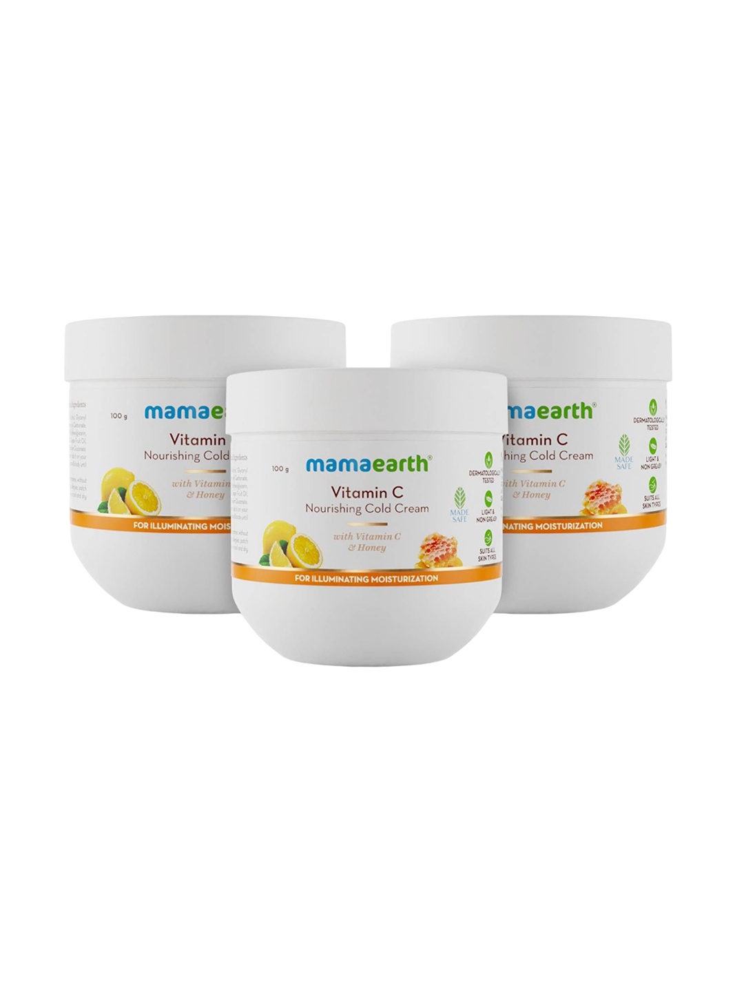 

Mamaearth Set Of 3 Vitamin C Nourishing Cold Cream With Honey - 100 g Each, White