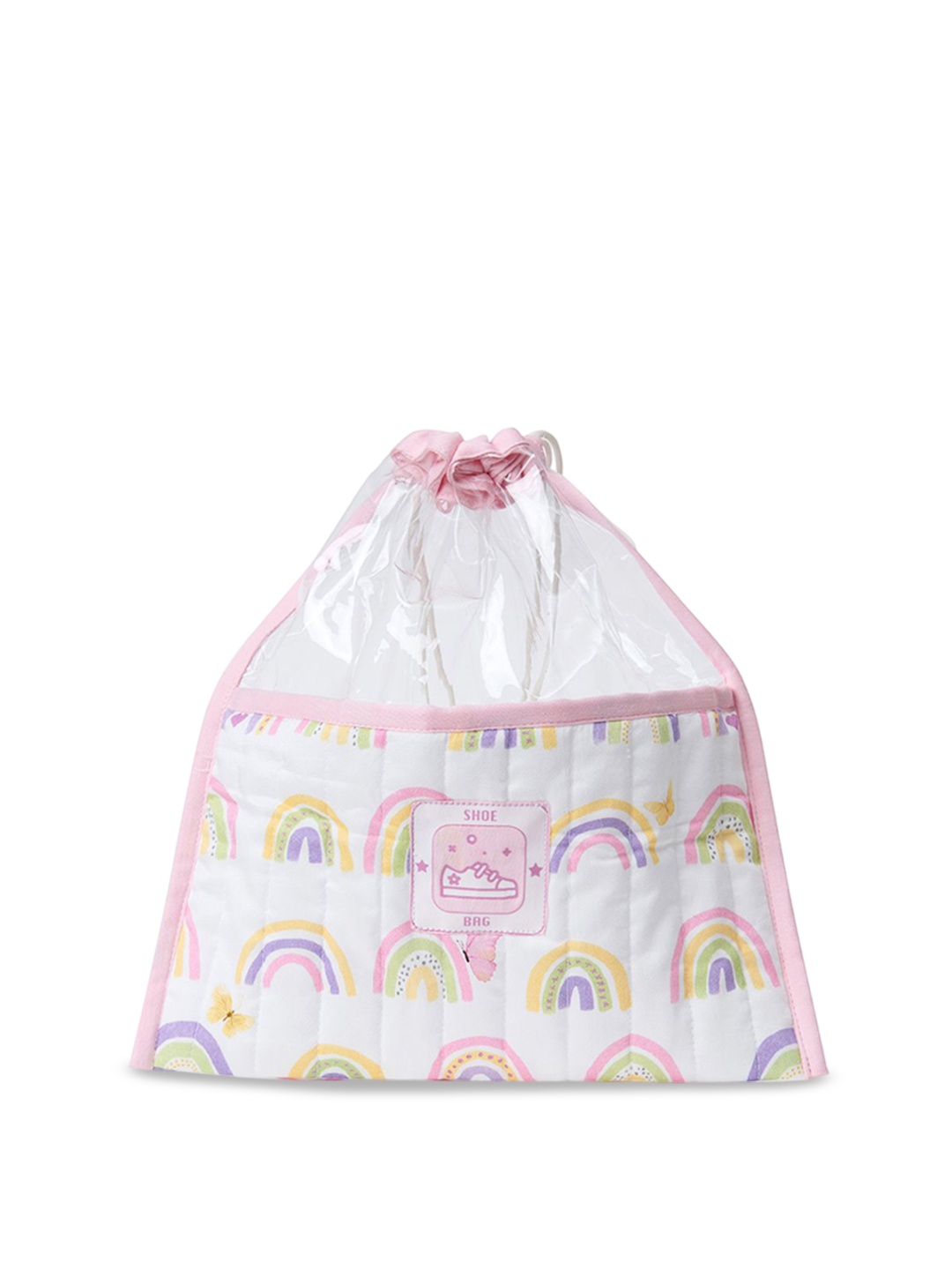 

Fancy Fluff Girls Rainbow Dreams Printed Organic Shoe Bag, Pink