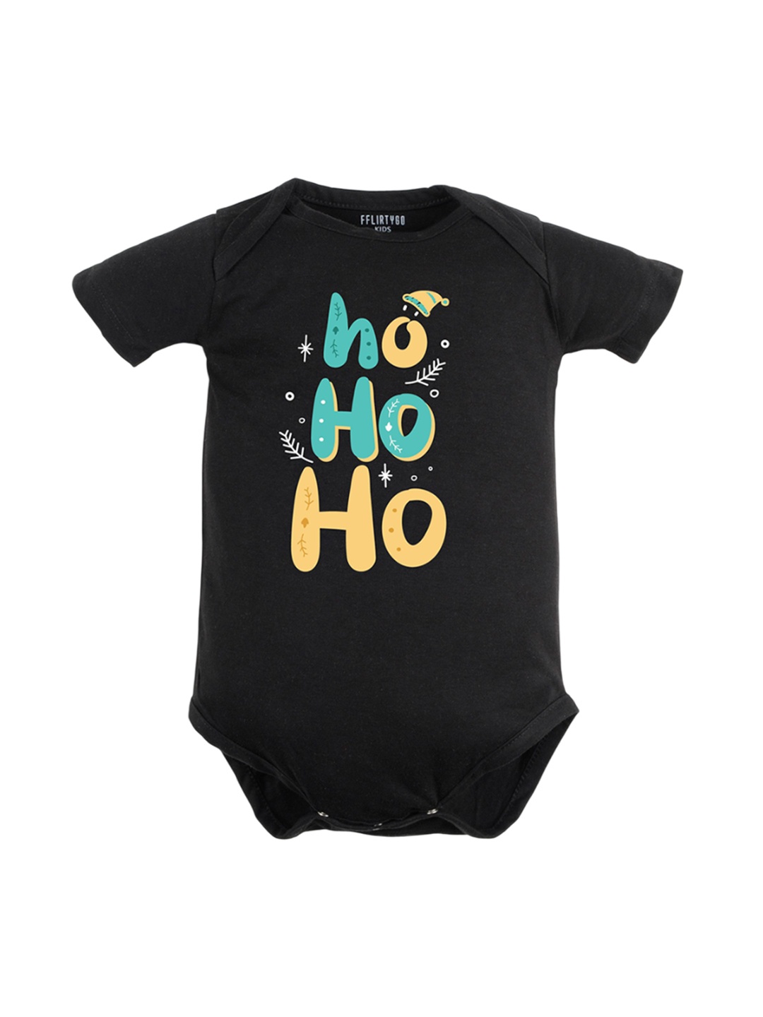 

FFLIRTYGO Infants Printed Pure Cotton Bodysuit, Black