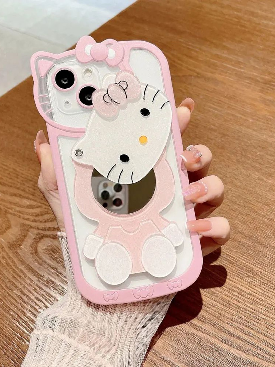 

Luxury Kase Cartoon Characters Printed iPhone 13 Back Case Mobile Accessories, Pink