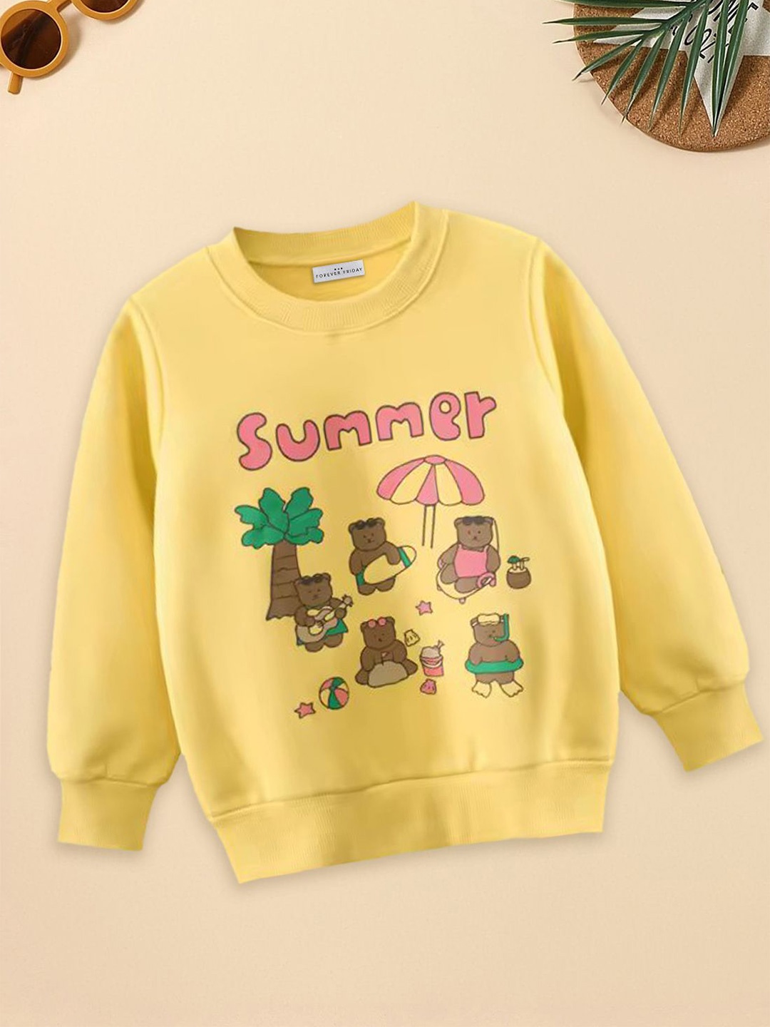 

FOREVER FRIDAY Girls Printed Sweatshirt, Yellow