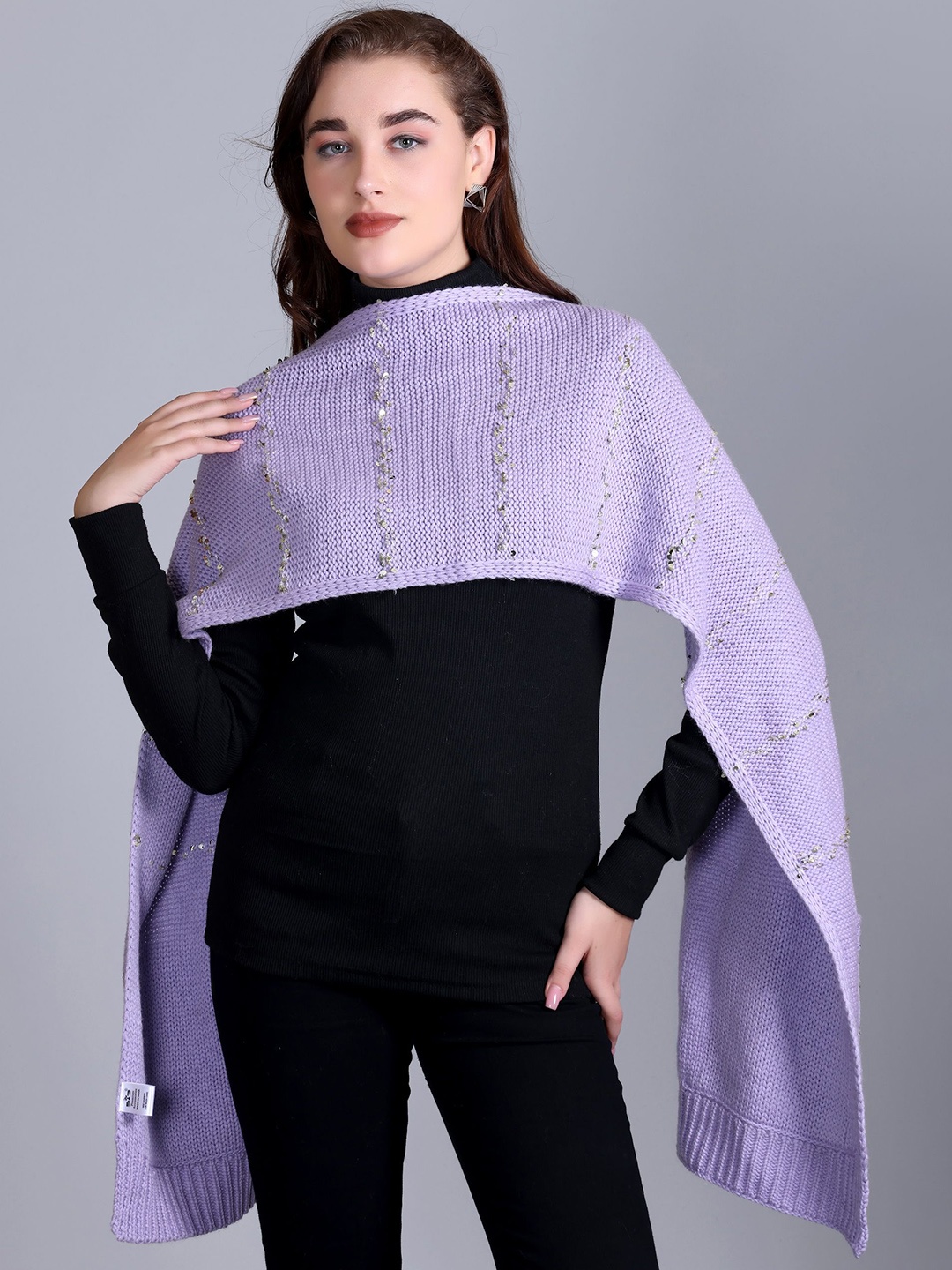 

513 Women Self Design Mufflers, Purple