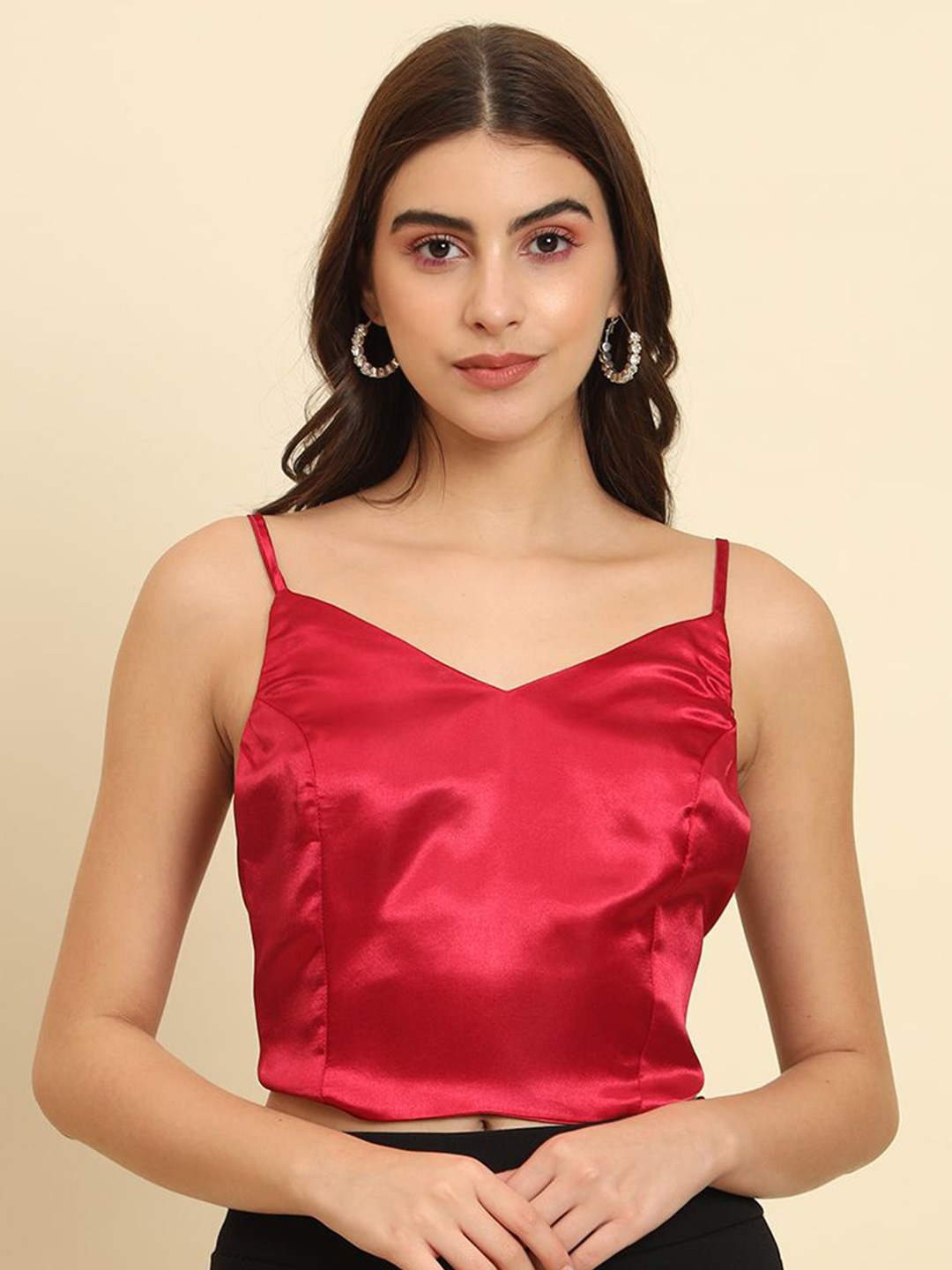 

BAESD Women Styled Back Crop Top, Red