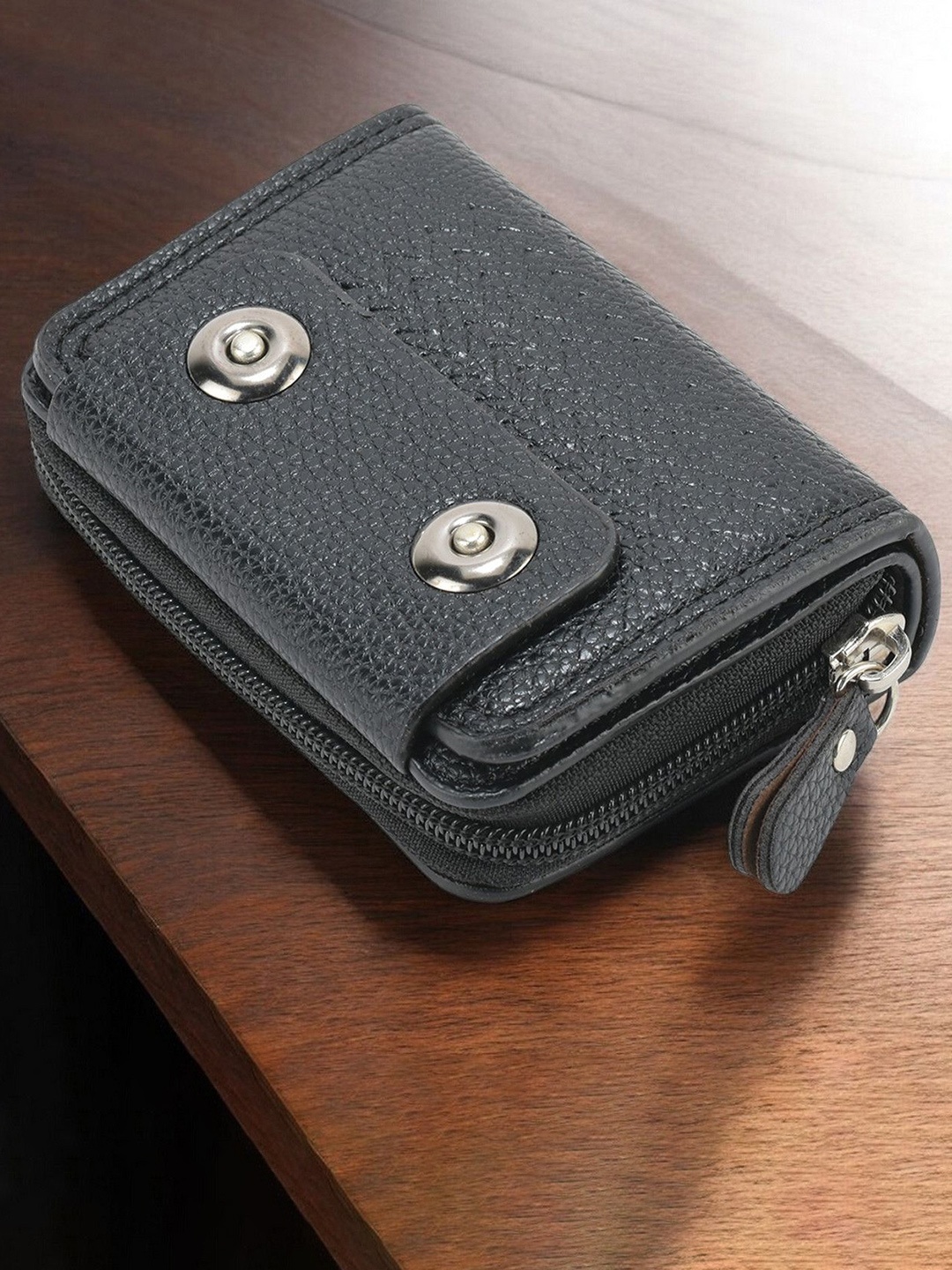 

Kastner Unisex Textured Card Holder With Zip Detailed, Grey
