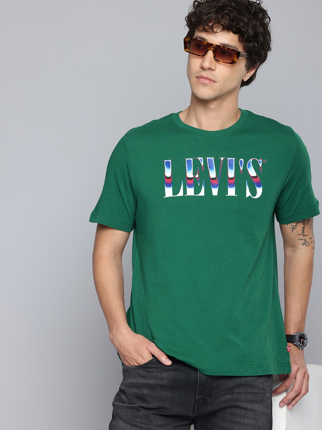 

Levis Brand Logo Printed Pure Cotton T-shirt, Green