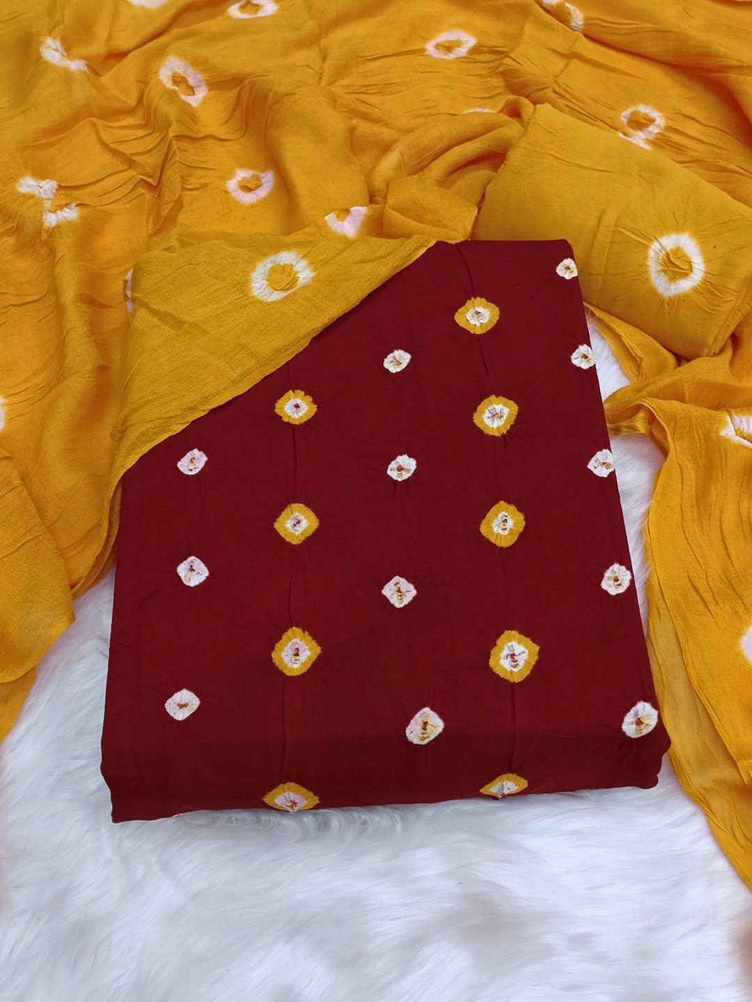 

KALINI Printed Pure Cotton Unstitched Dress Material, Maroon