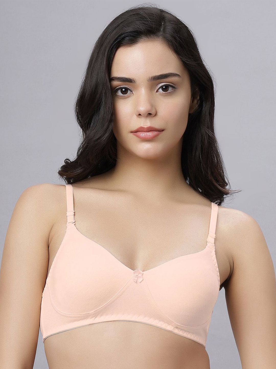 

Anoma Cotton Full Coverage Cut and Sew Non Padded Bra, Peach