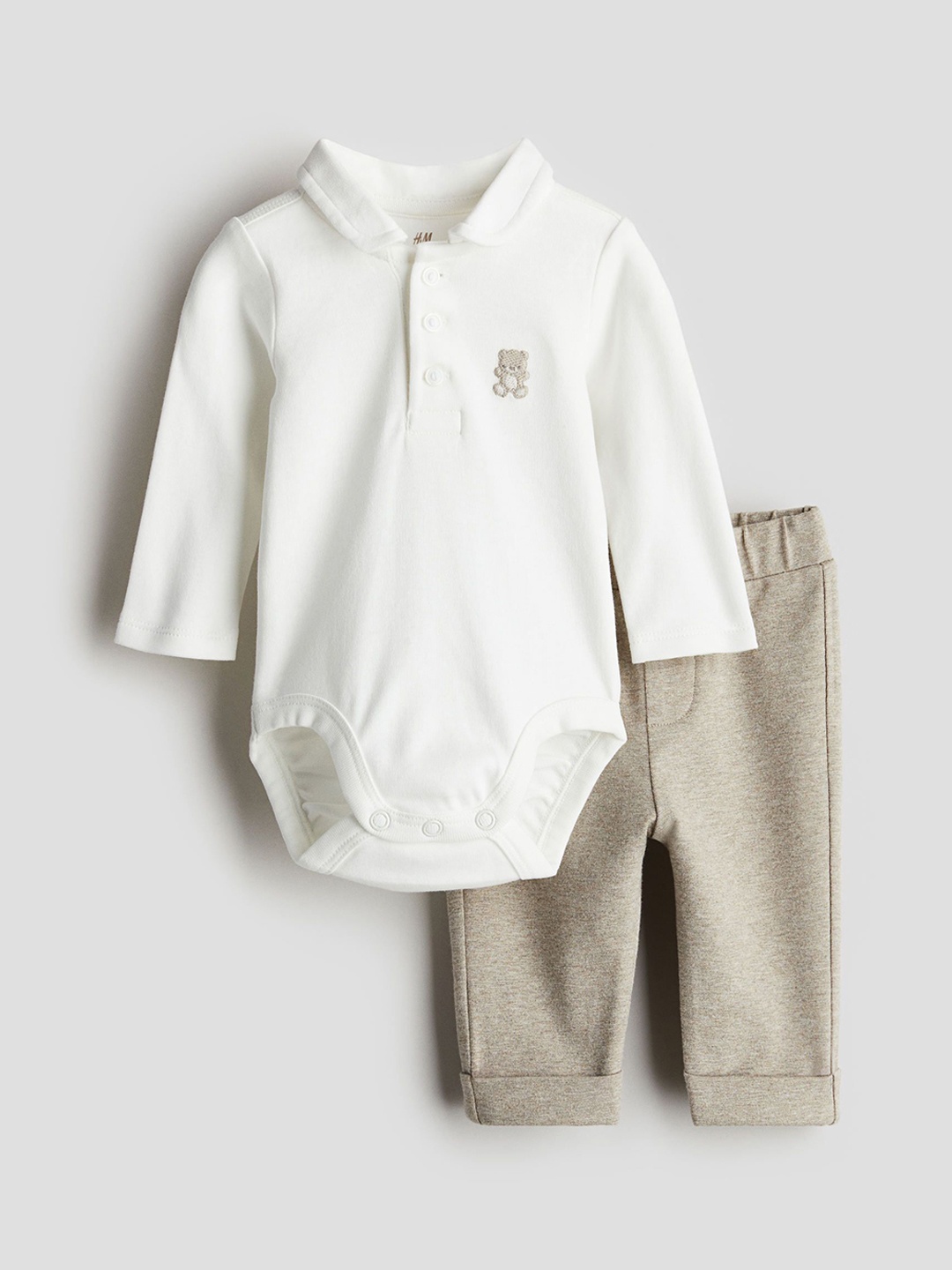 

H&M Boys 2-Piece Bodysuit And Trousers Set, White