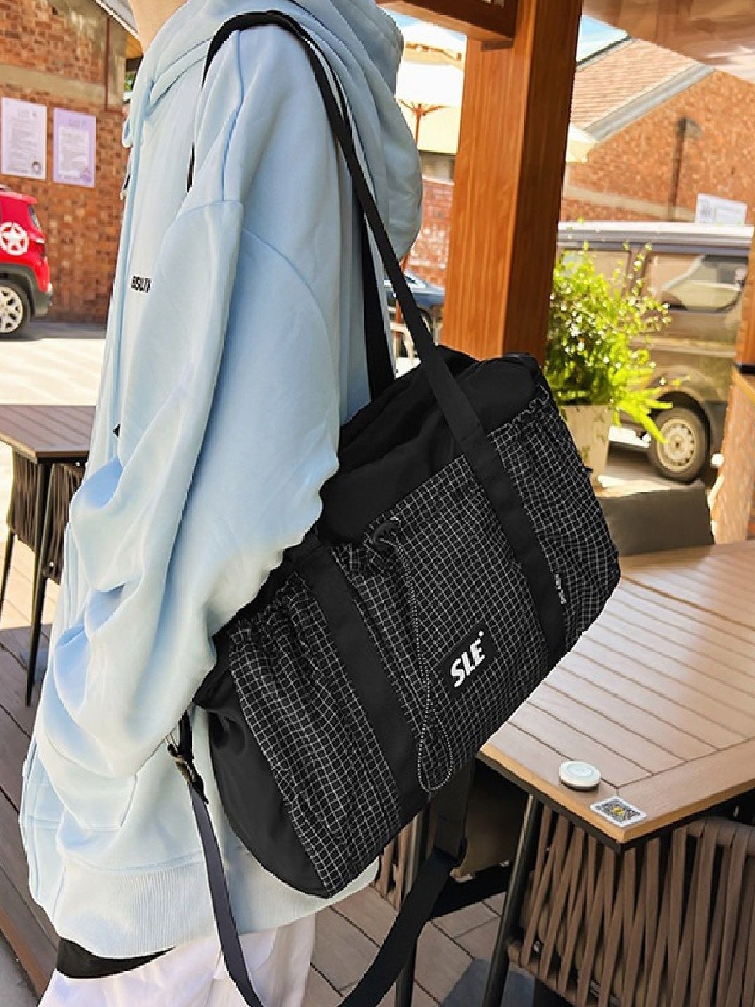 

StyleCast Black Checked Structured Shoulder Bag