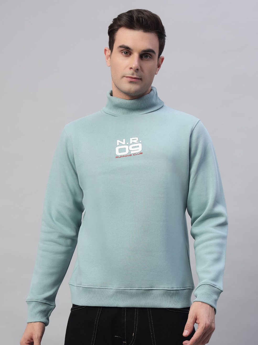 

FCK GOLD Men High Neck Long Sleeves Pullover Sweatshirt, Blue