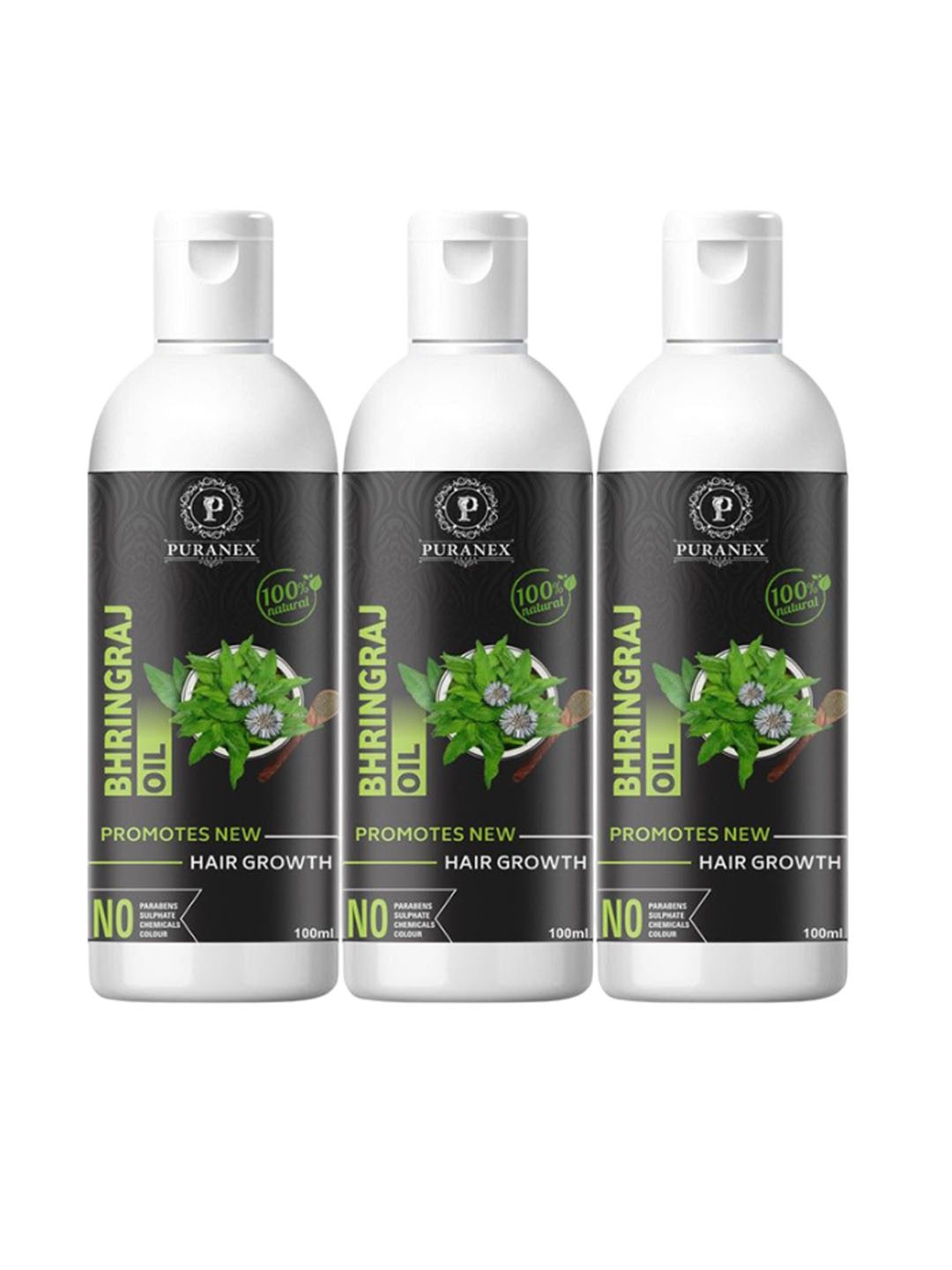 

Puranex Set Of 3 Natural Cold Pressed Hair Oil - 100 ml Each, Transparent