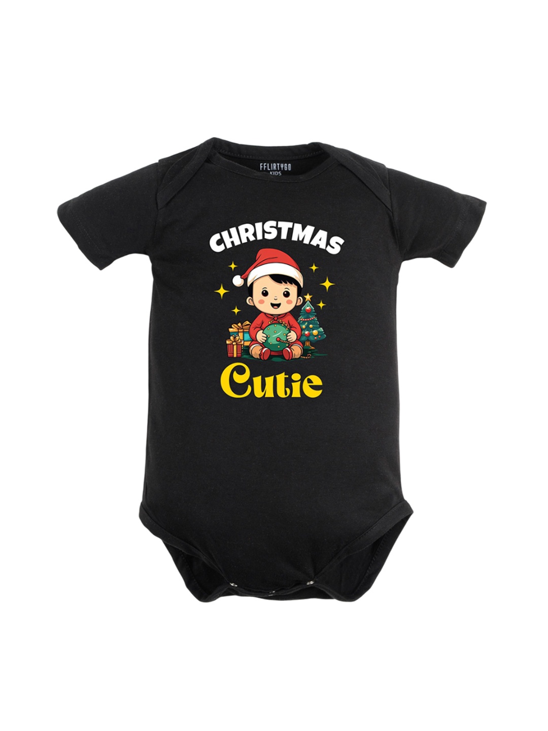 

FFLIRTYGO Infants Printed Cotton Bodysuit, Black