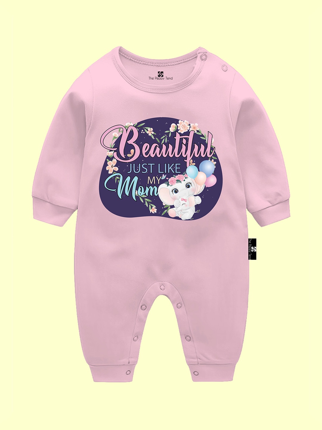 

The Peppy Tend Kids Cotton Beautiful Just Like My Mom Full Romper, Pink