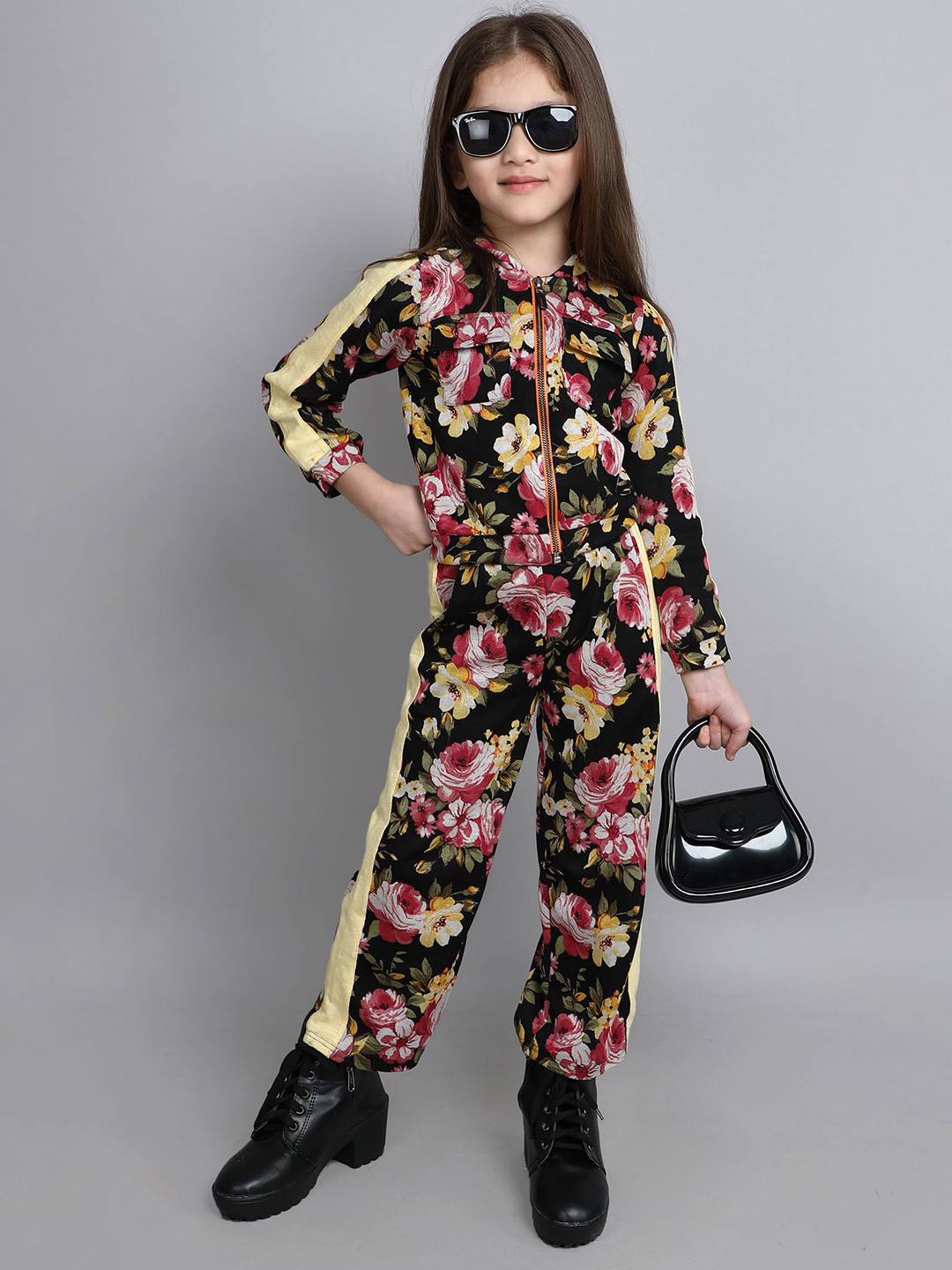 

taffykids Girls Printed Trousers, Black
