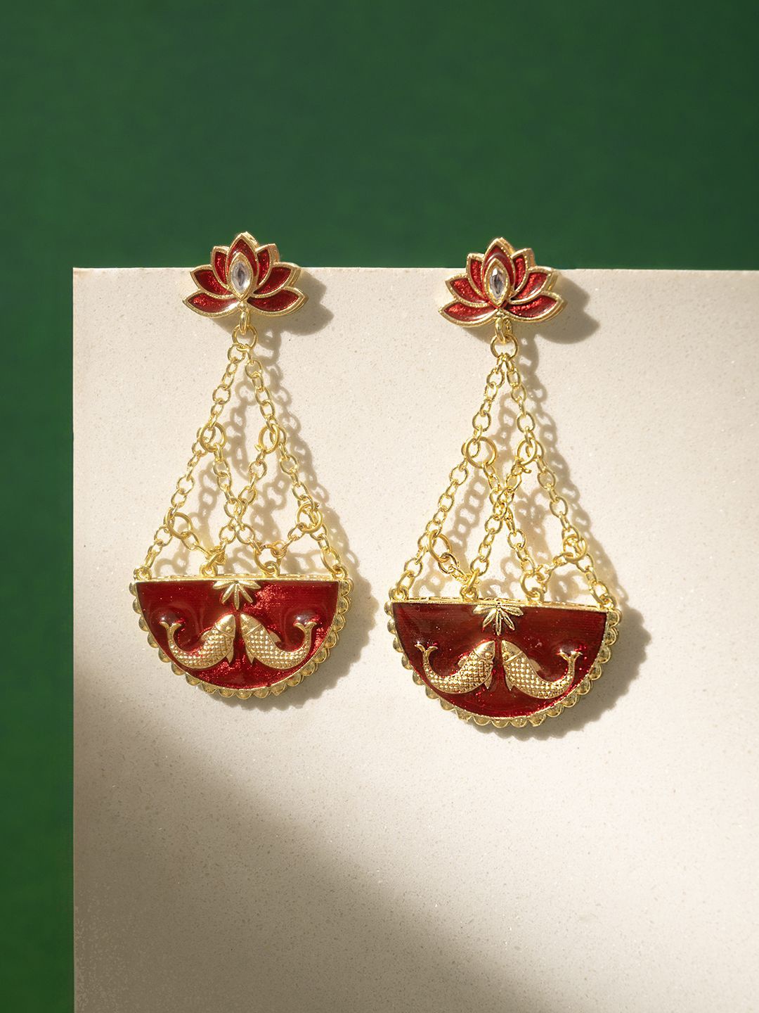 

TEEJH Contemporary Drop Earrings, Maroon