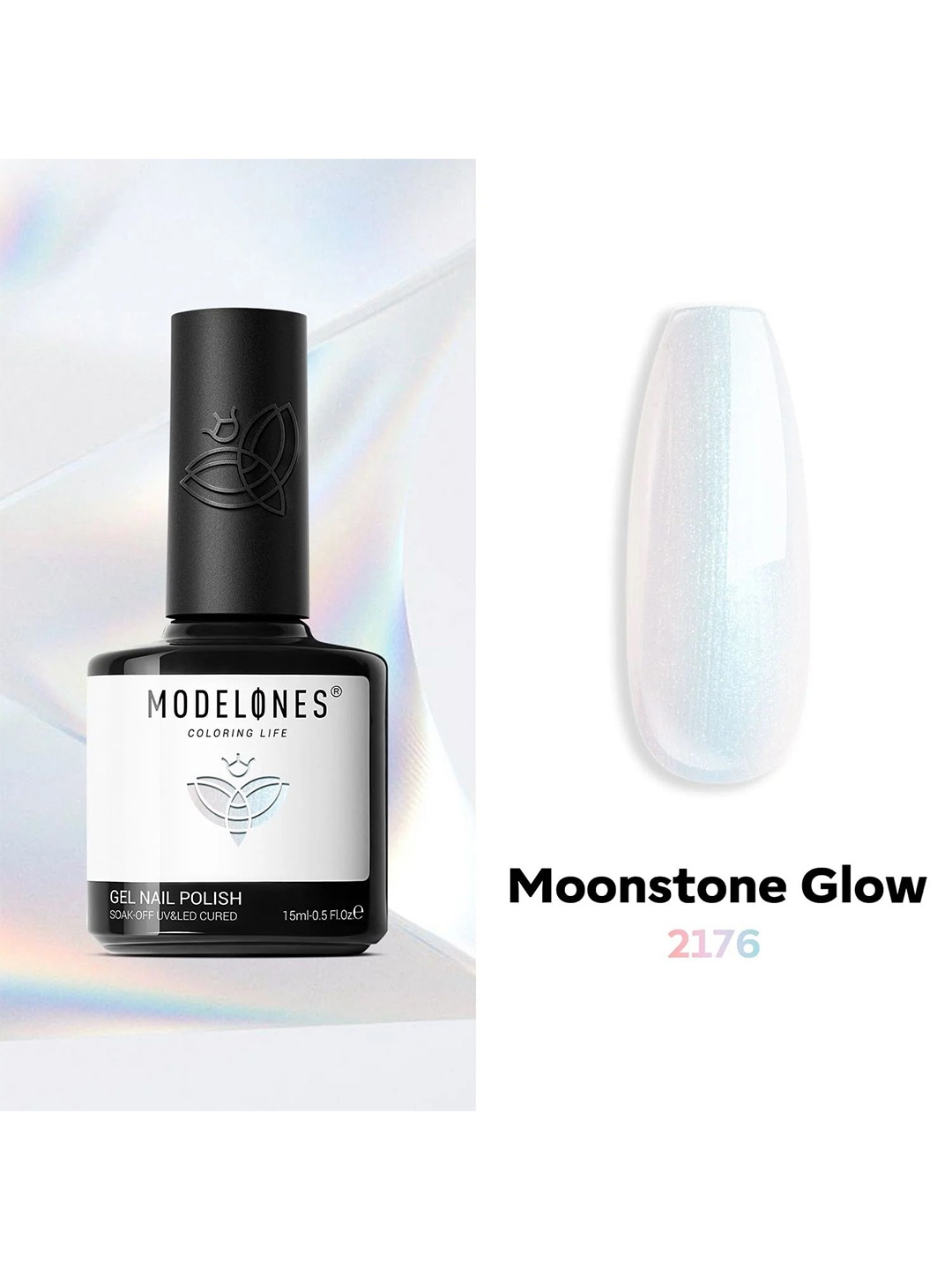 

Modelones UV Soak Off Mermaid Gel Nail Polish 15ml - Moonstone Glow 2176, White