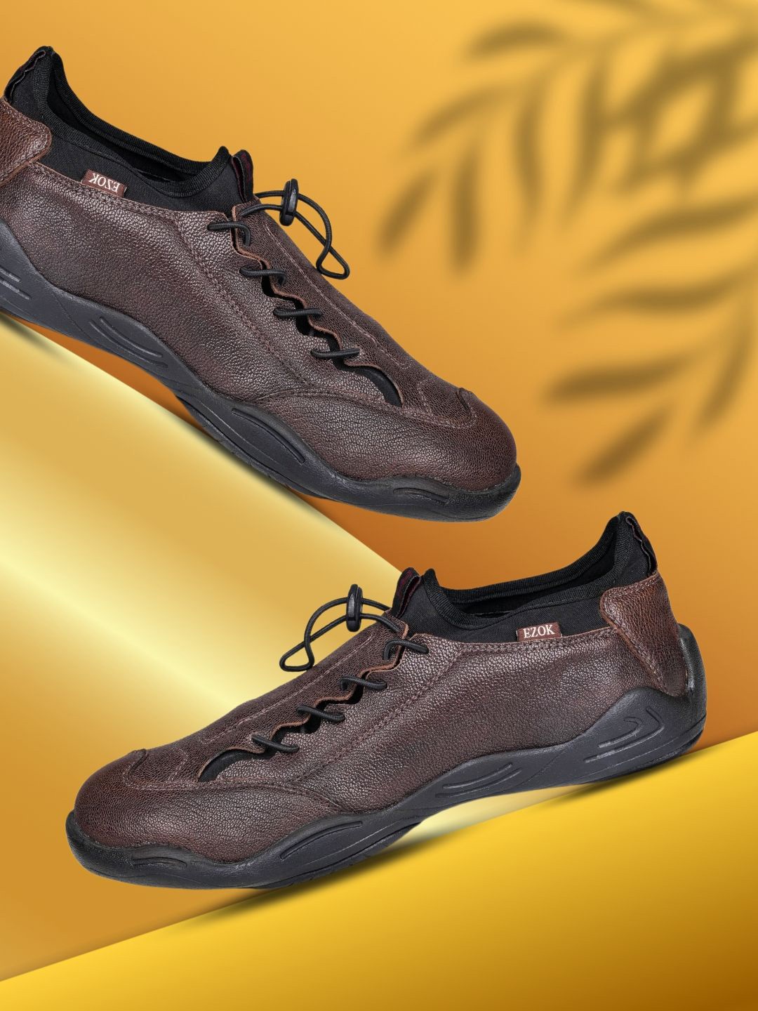 

EZOK Men Leather Sneakers, Brown
