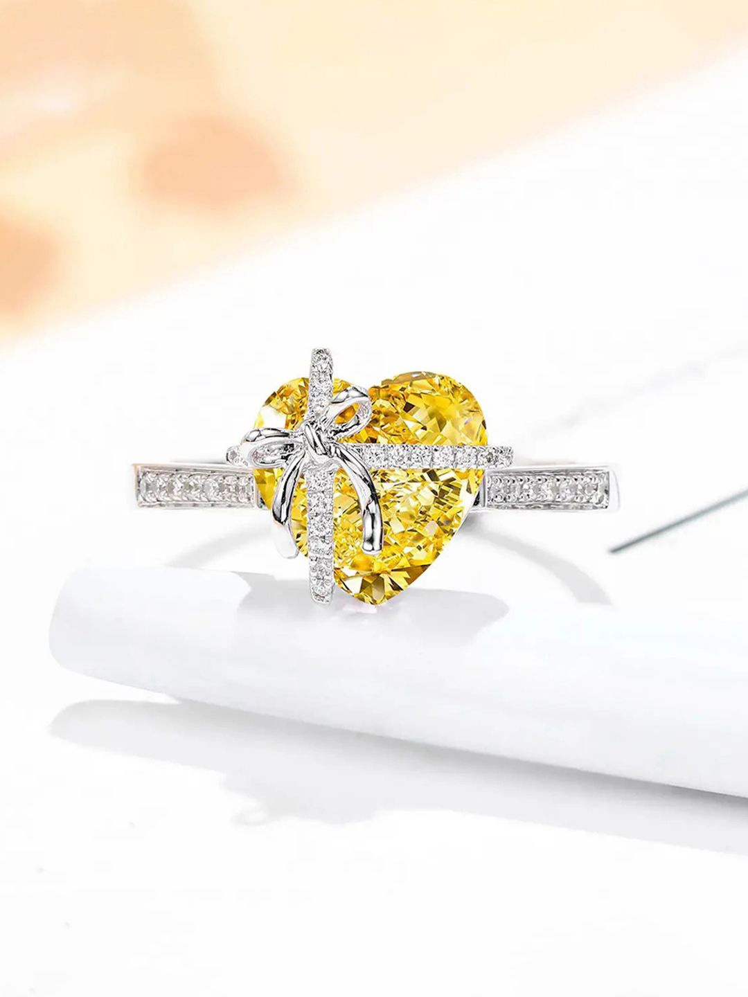 

Jewels Galaxy Silver Plated American Diamond Stone Studded Finger Ring