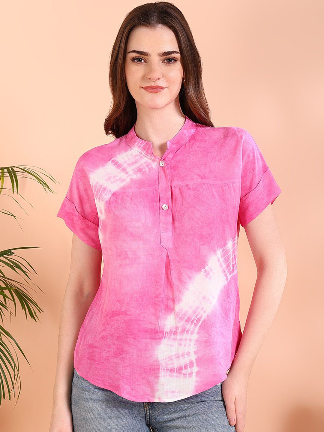 

Maaesa Women Tie and Dye Regular Top, Pink