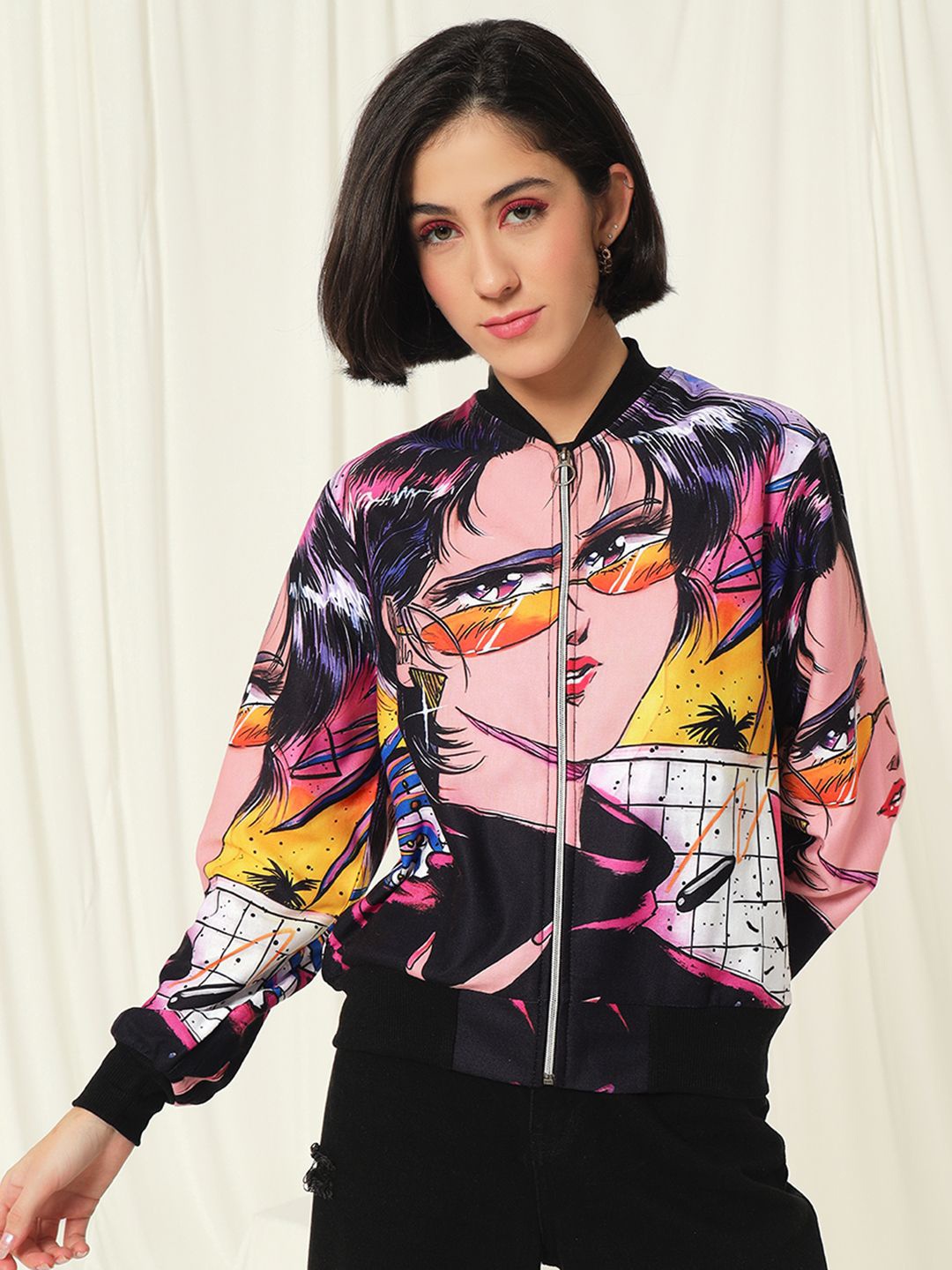 

TANDUL Women Striped Lightweight Crop Tailored Jacket with Embroidered, Multi