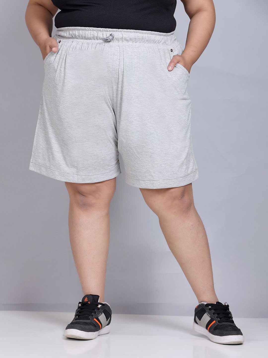 

CUPID Women Cotton Plus Size Lounge Shorts, Grey