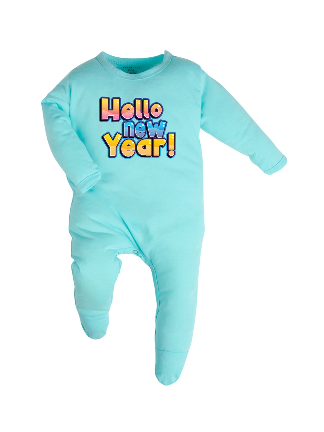 

FFLIRTYGO Infants Printed Pure Cotton Sleepsuit, Turquoise blue