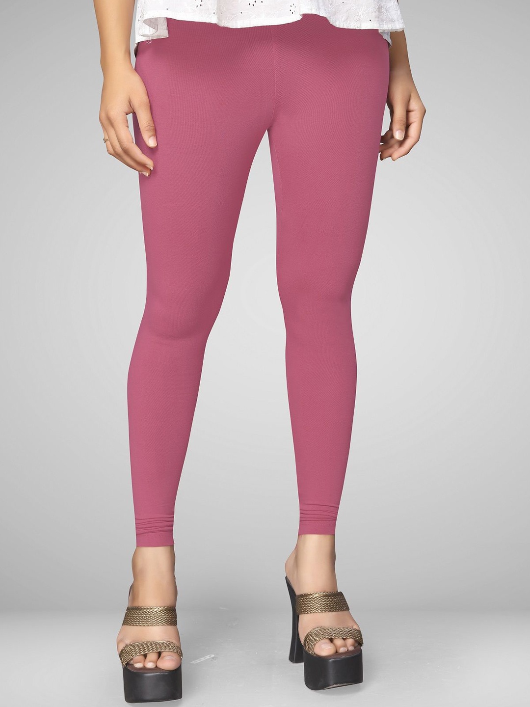 

MANTICORE Women Cotton Mid-Rise Ankle-Length Casual Leggings, Pink