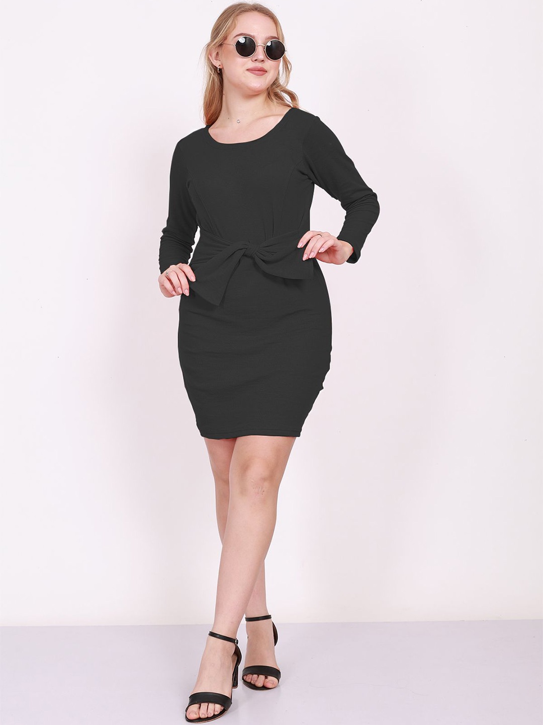 

BAESD Women Round Neck Bodycon Dress, Black