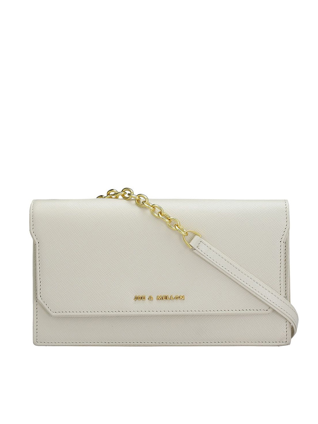 

Joe & Mellon Women Textured Zip Detail Leather Envelope, White