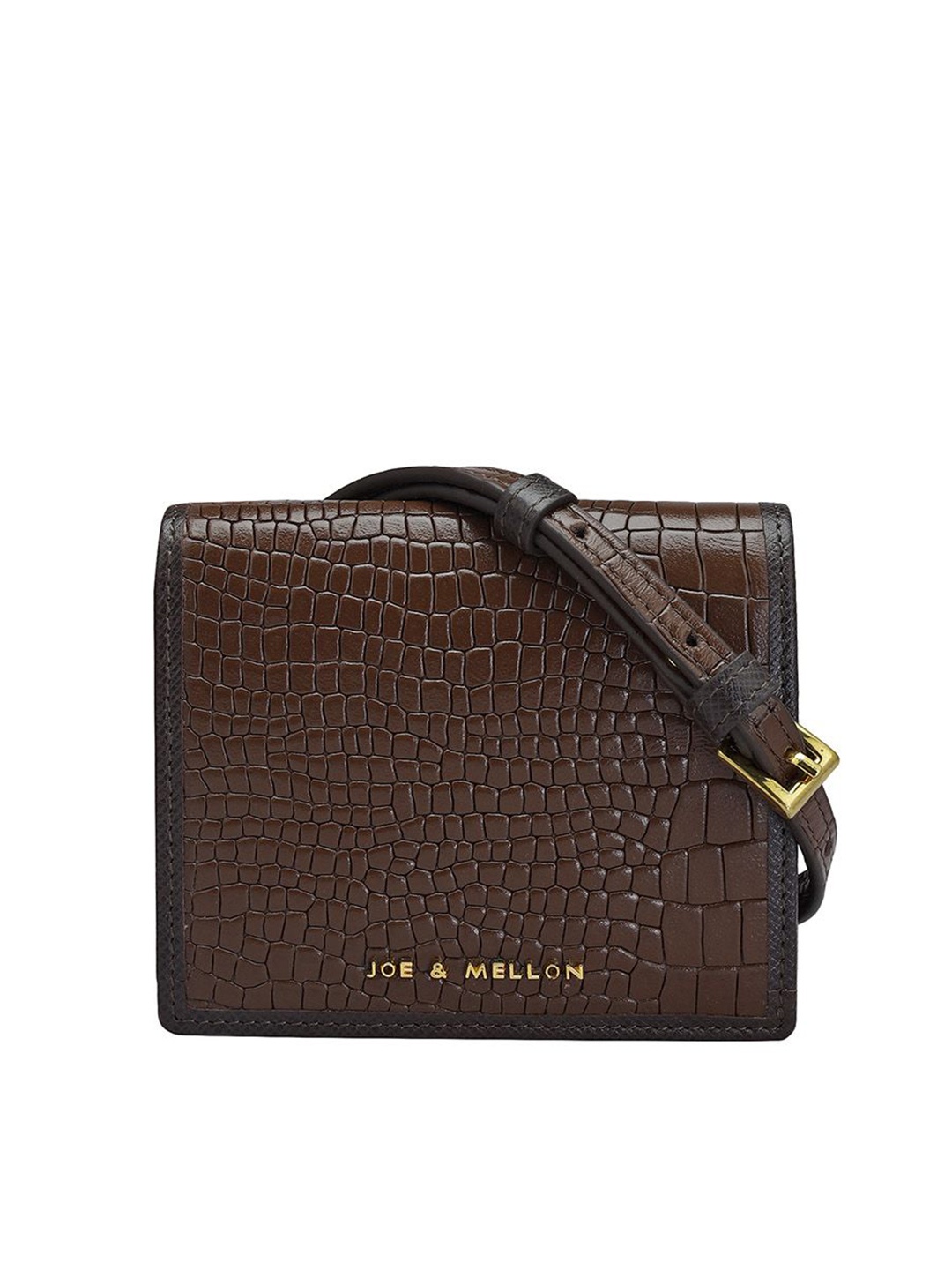 

Joe & Mellon Women Textured Zip Detail Leather Card Holder, Brown