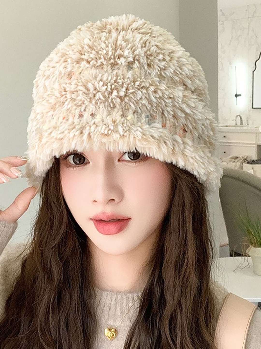 

StyleCast x Revolte Women Self Design Beanie, Beige
