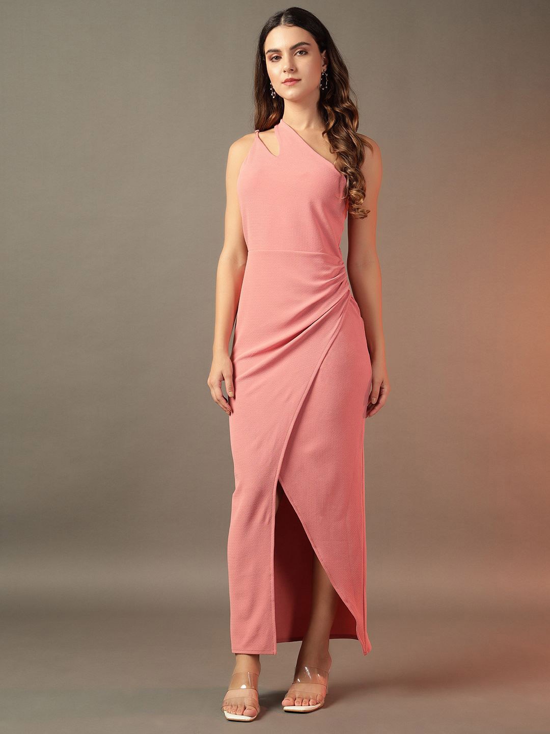 

BAESD Women One Shoulder Sheath Dress, Peach