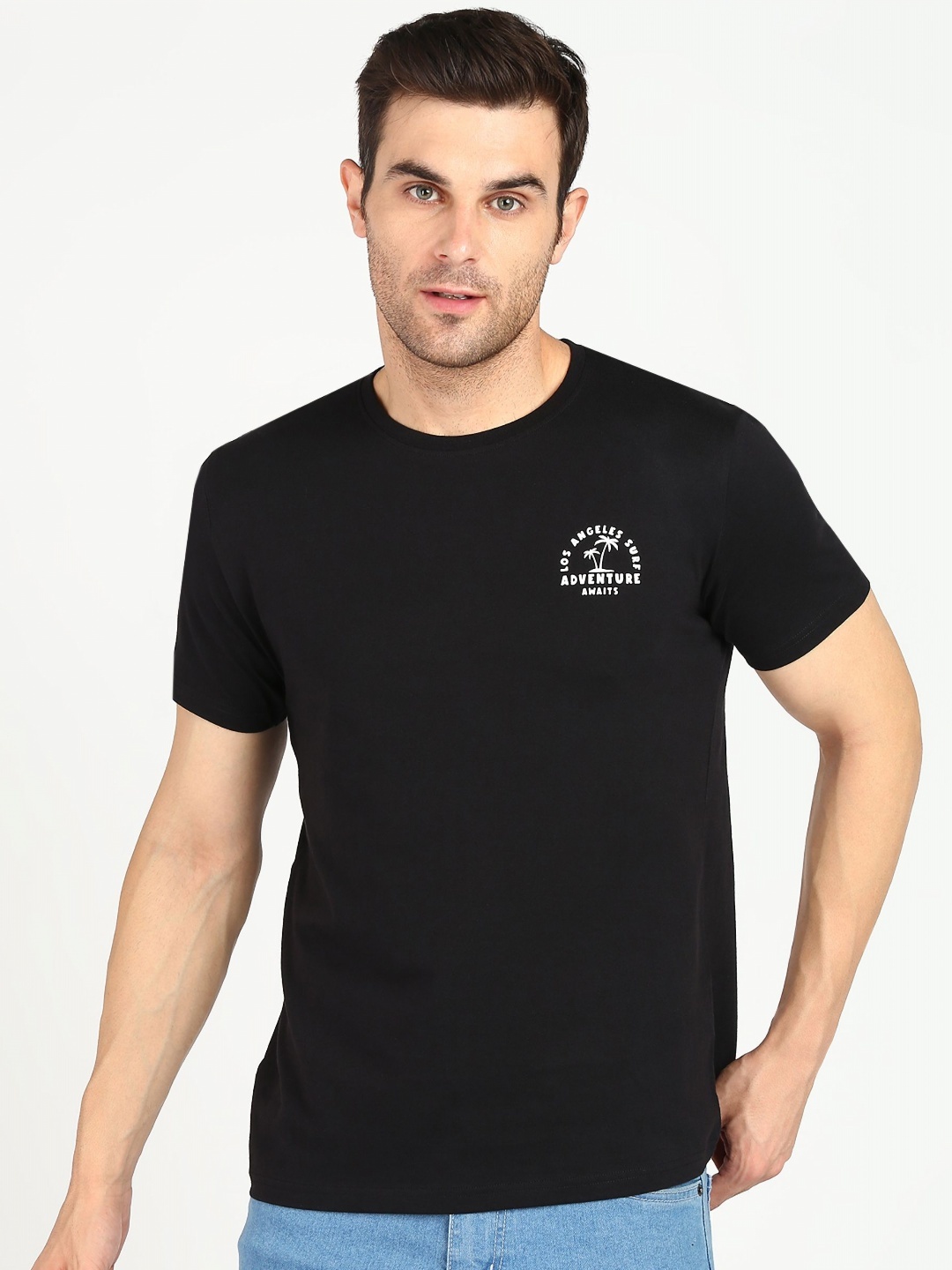 

Provogue Men Typography Applique T-shirt, Black