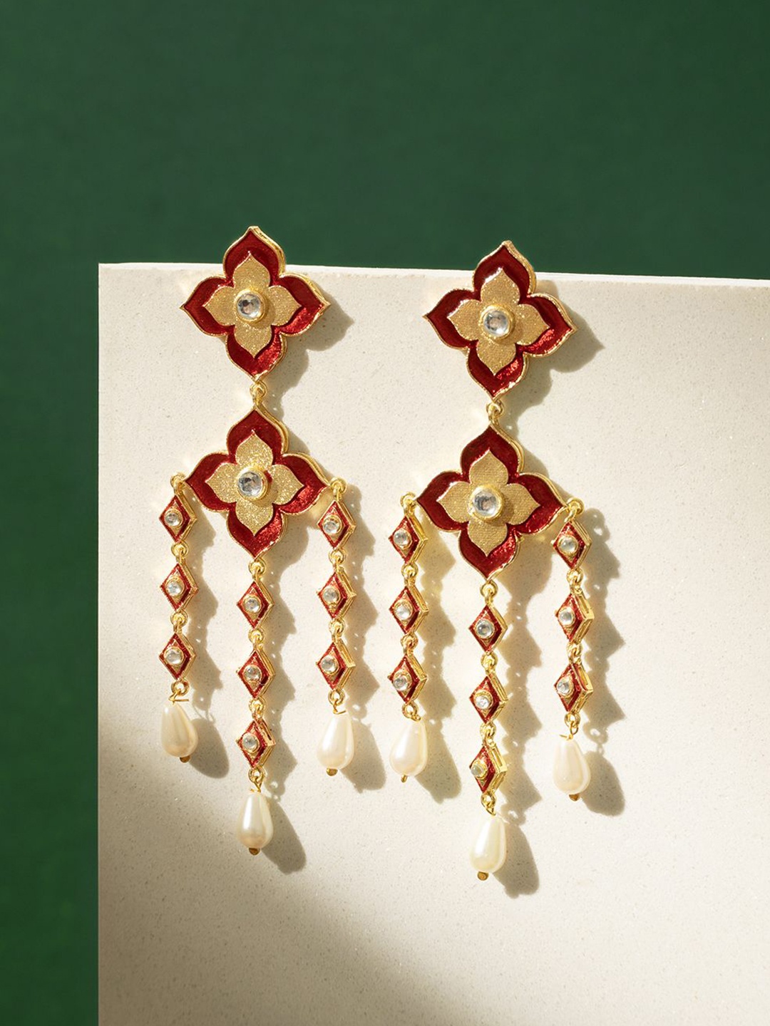 

TEEJH Contemporary Drop Earrings, Maroon