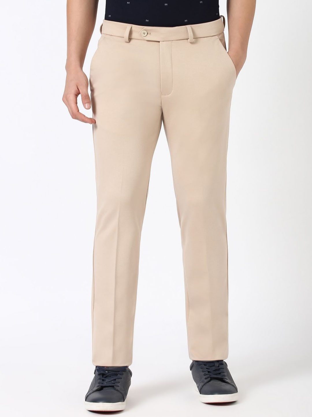 

Peter England Men Super Slim Fit Formal Trousers, Beige