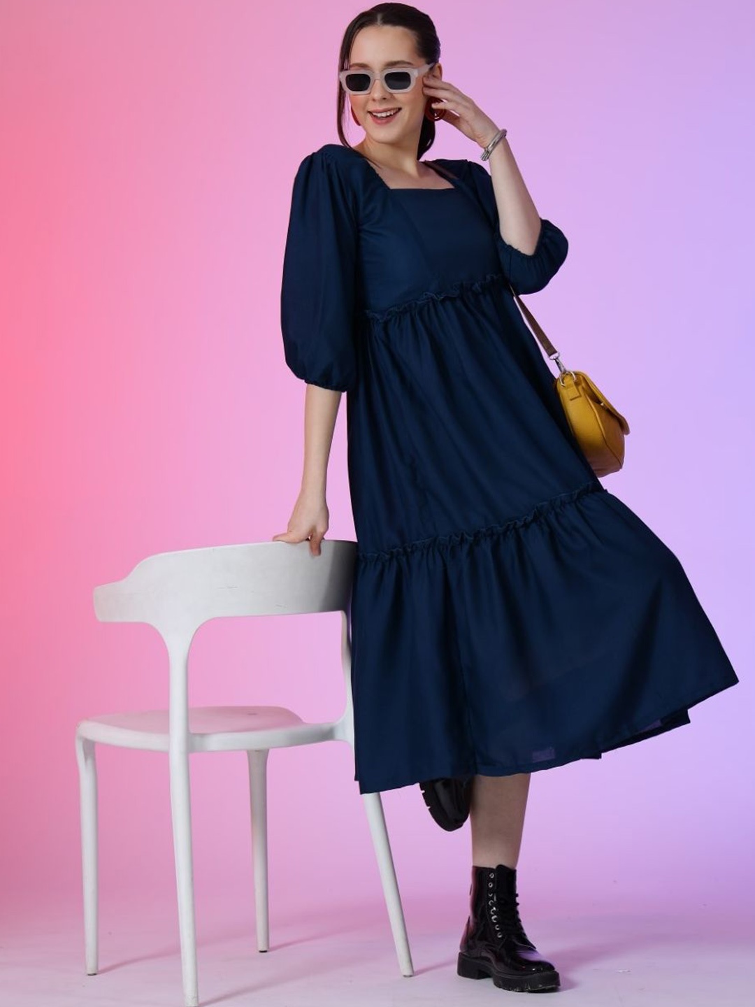 

Femvy Women Fit & Flare Dress, Blue