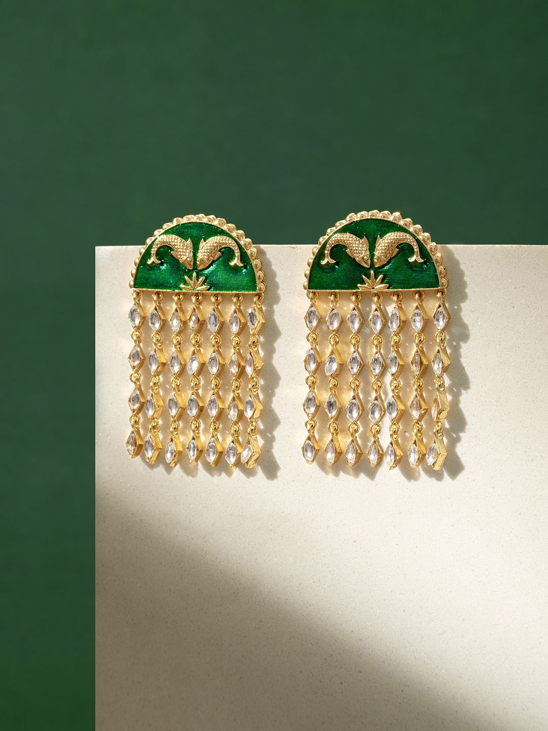 

TEEJH Contemporary Drop Earrings, Green