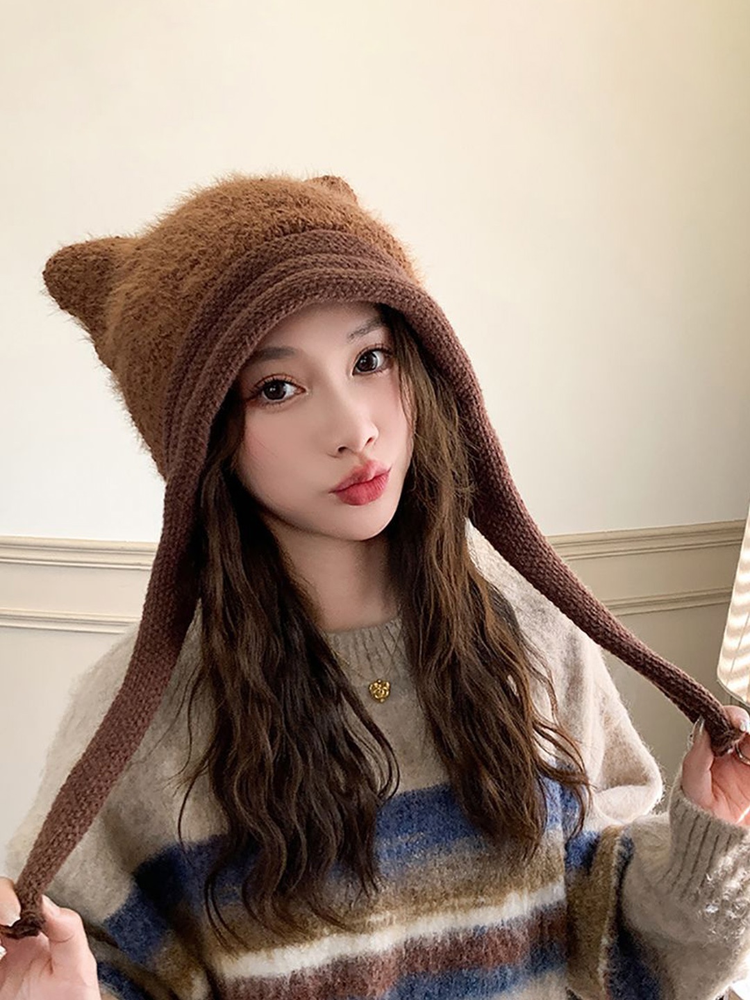 

StyleCast x Revolte Women Solid Beanie, Coffee brown