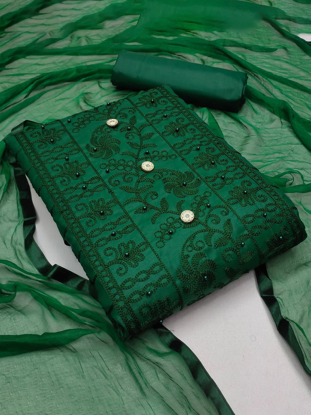 

Suha Unstitched Dress Material, Green