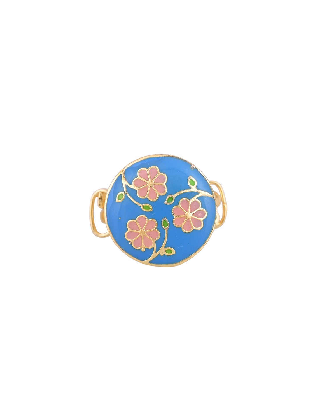 

House of Pataudi Gold-Plated Enamelled Anti-Tarnish Adjustable Finger Ring