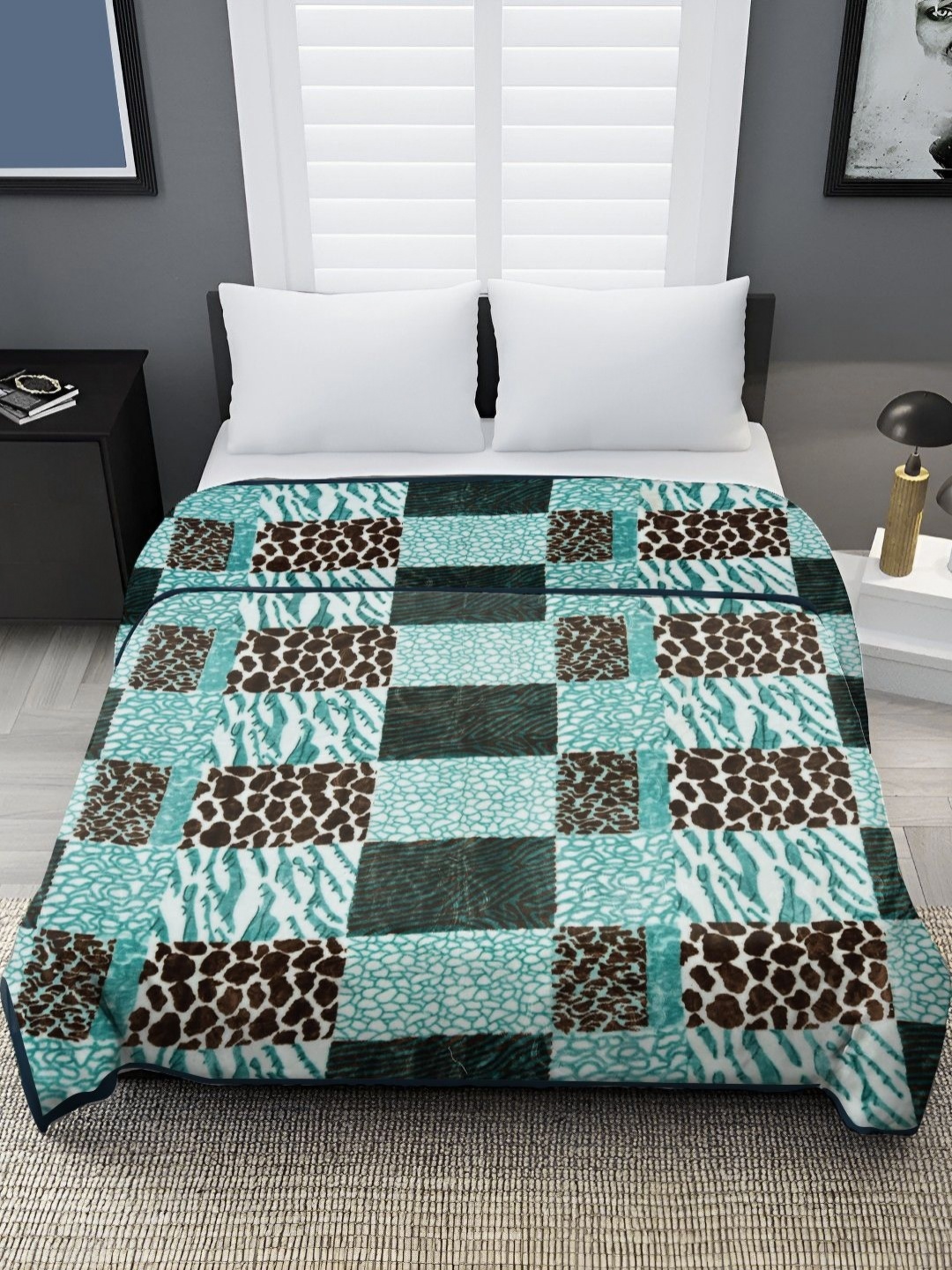 

Spangle Sea Green & Brown Mink Heavy Winter 450 GSM Double Bed Blanket
