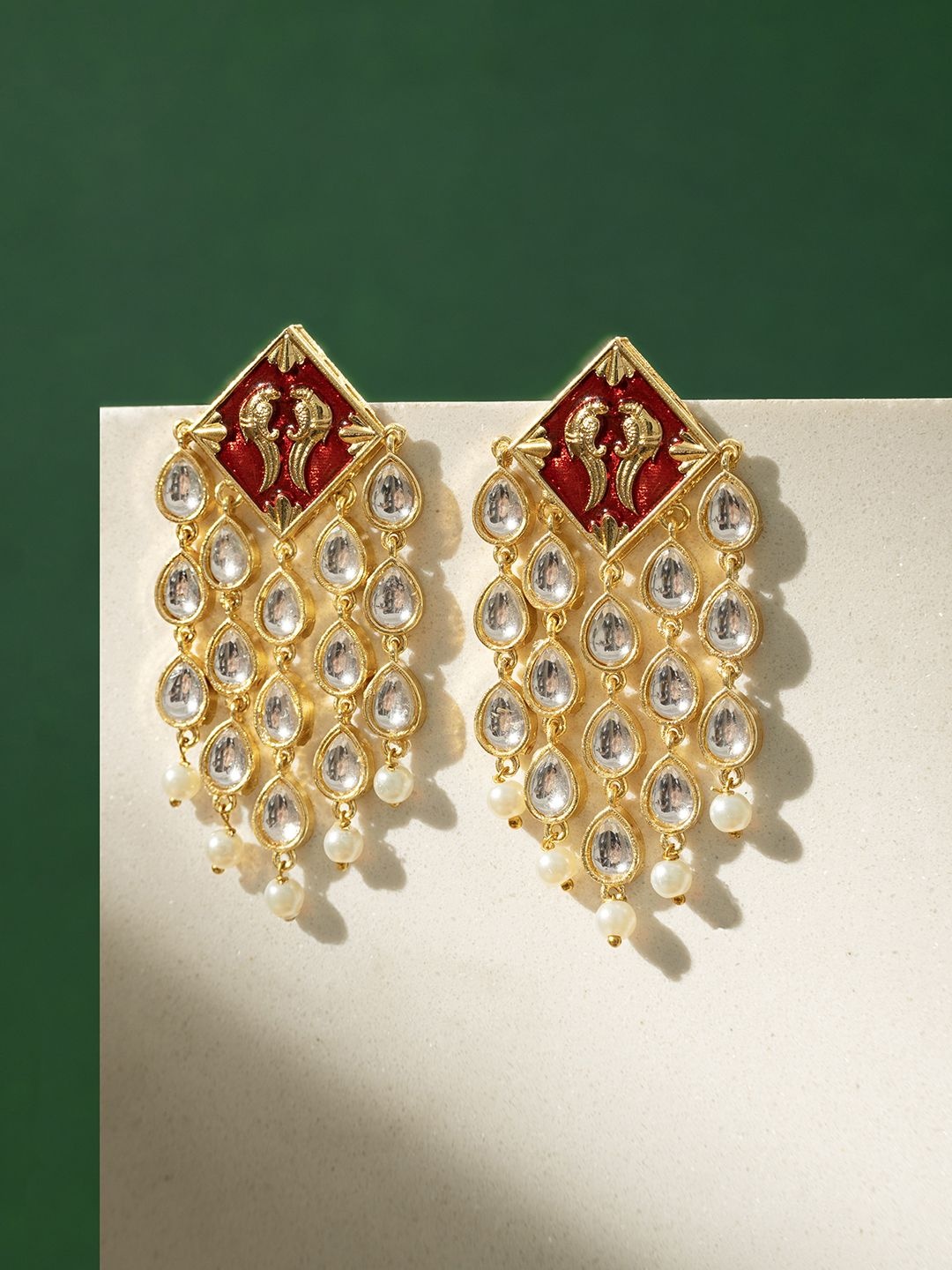 

TEEJH Contemporary Drop Earrings, Maroon