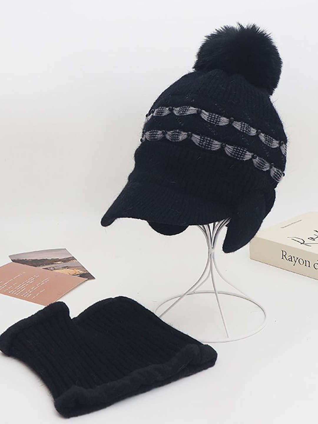 

StyleCast x Revolte Women Self Design Beanie, Black