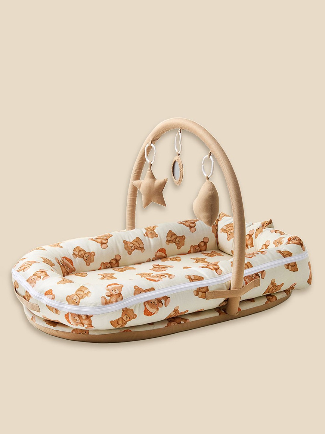 

Fancy Fluff Kids Printed Baby Bed Set, Beige