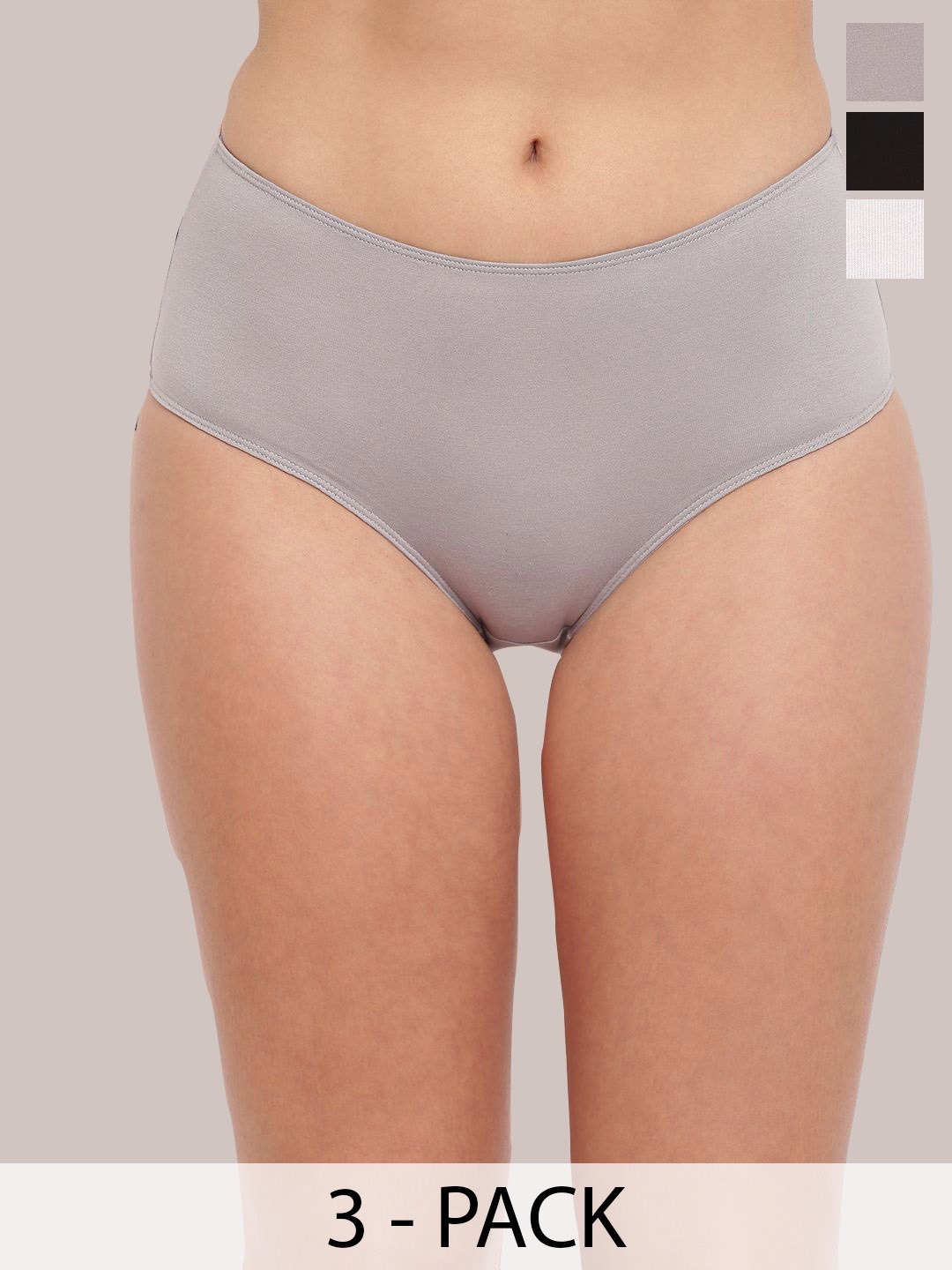 

La Intimo Women Pack of 3 Mid-Rise Hipster Briefs, Black