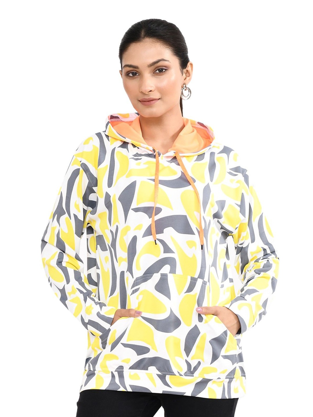 

RAPL Women Cotton Hooded Sweatshirt, Yellow