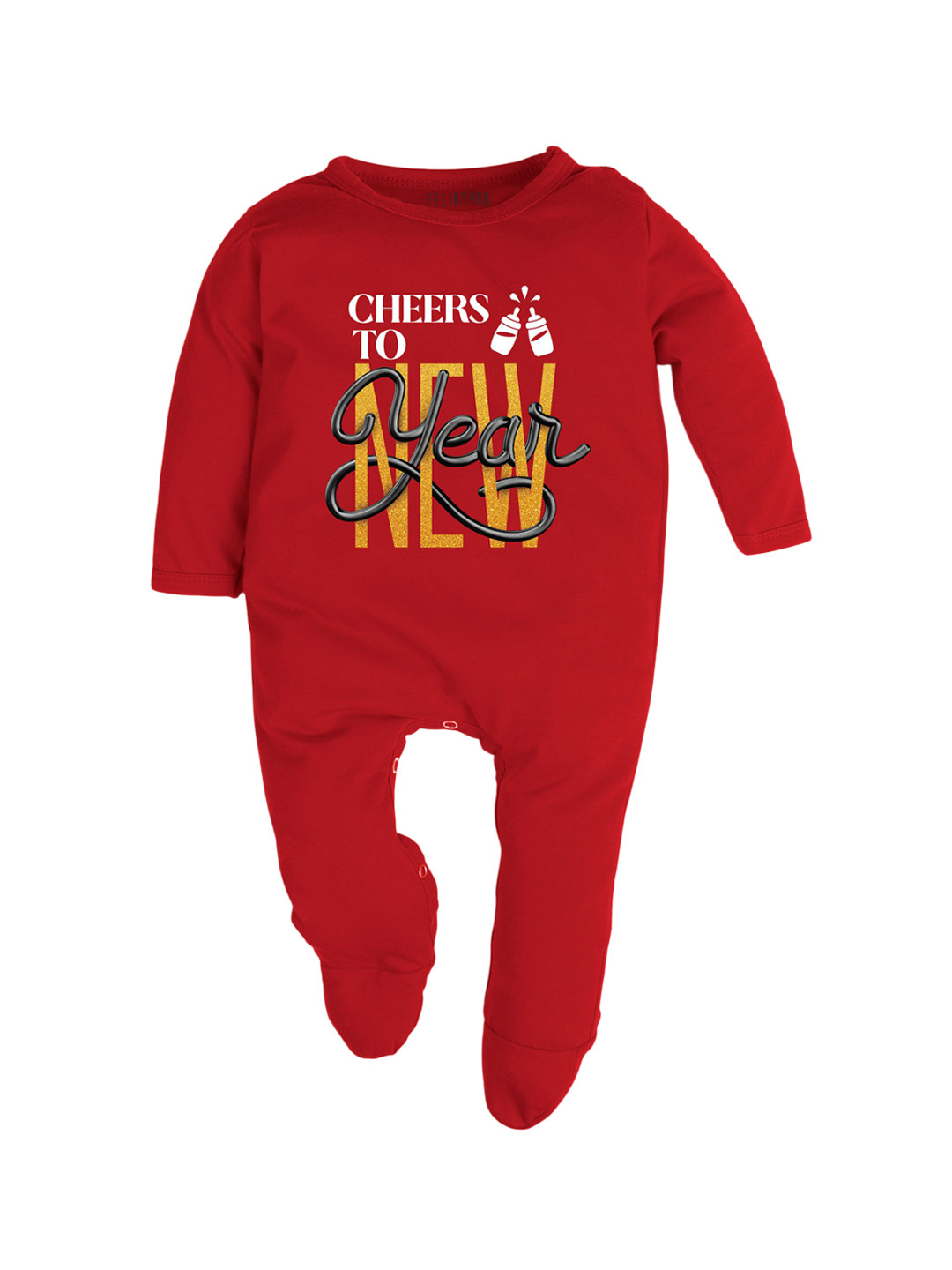 

FFLIRTYGO Infants Printed Pure Cotton Sleepsuit, Red